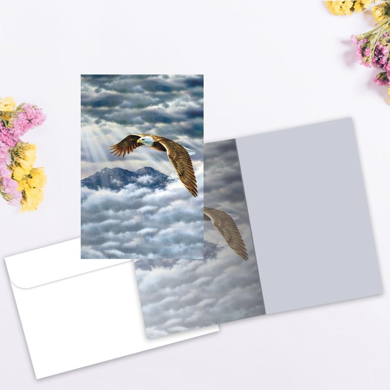 Tree-Free Greetings بطاقات تحية روح النسر لجميع المناسبات - 12 بطاقة ملاحظات معاد تدويرها بحجم 4x6 وأظرف بيضاء، ورق سميك، مصنوعة في الولايات المتحدة - فن الطبيعة الرائع - Image 2